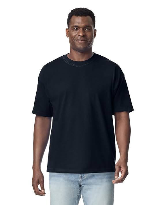 Men's Oversized Black T-Shirt – Relaxed Fit, Drop Shoulder, Round Neck Cotton Tee for Summer Comfort
