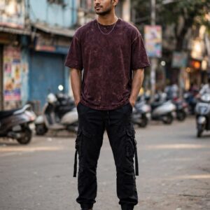 NoBakwaas Unisex Acid Washed Oversized Tee – styled look