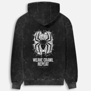 Weave Crawl Repeat Acid Wash Hoodie Black - back
