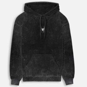Weave Crawl Repeat Acid Wash Hoodie Black - front