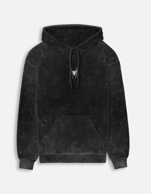 Weave Crawl Repeat Acid Wash Hoodie - Black