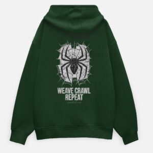 Weave Crawl Repeat Oversized Hoodie Bottle Green - back