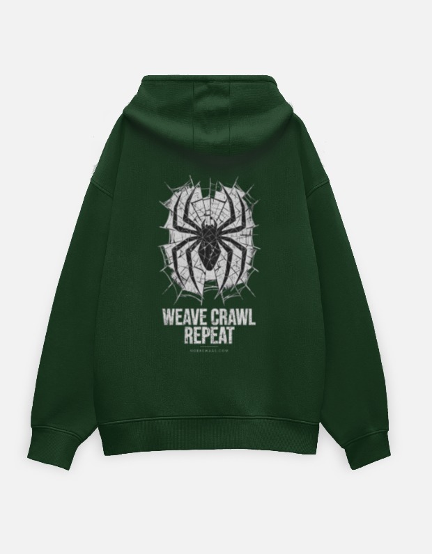 oversized-hoodie-green-back Weave Crawl Repeat Oversized Hoodie Bottle Green - back