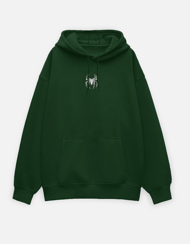 Weave Crawl Repeat Oversized Hoodie - Bottle Green