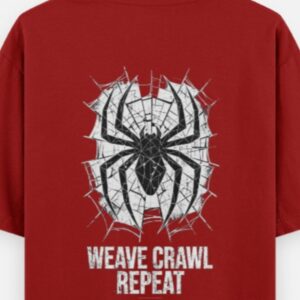 Weave Crawl Repeat Oversized Tee Red - print detail